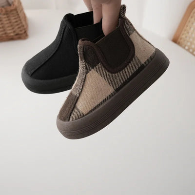 Children Shoes Cloth Short Boots 2021 Autumn and Winter plus Velvet High-Top Kids Shoes for Boys and Girls Baby Kindergarten