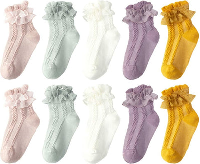 Baby Girls' Eyelet Flower Socks Ankle Sock for Newborn Infant Toddlers Kids