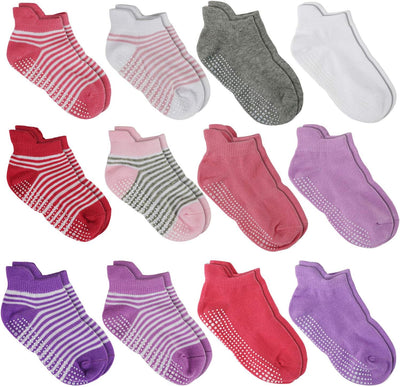 Anti Slip Non Skid Ankle Socks with Grips for Baby Toddler Kids Boys Girls