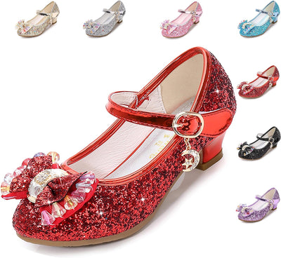 Girls Dress Shoes Wedding Party Heel Mary Jane Princess Flower Shoes (Toddler/Little Kid/Big Kid)