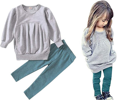 Toddler Girls Clothes Winter Warm Long Sleeve Tops+Long Pants Set