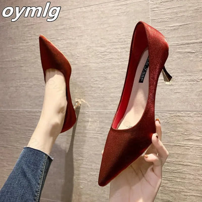 2020 New High-Heeled Women'S Fine Heel Satin Red Bridal Shoes Red with Skirt Dress Banquet Womens High Heels Ladies Sandals