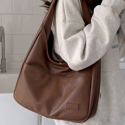 Summer 2024 Trendy Solid Color Large Capacity Tote Bag for Women for Mother'S Day Gift, Retro Fashion Pu Leather Snap Handbag, Casual Commuting College Students Class Shoulder Bag, Matching Underarm Bag Spring
